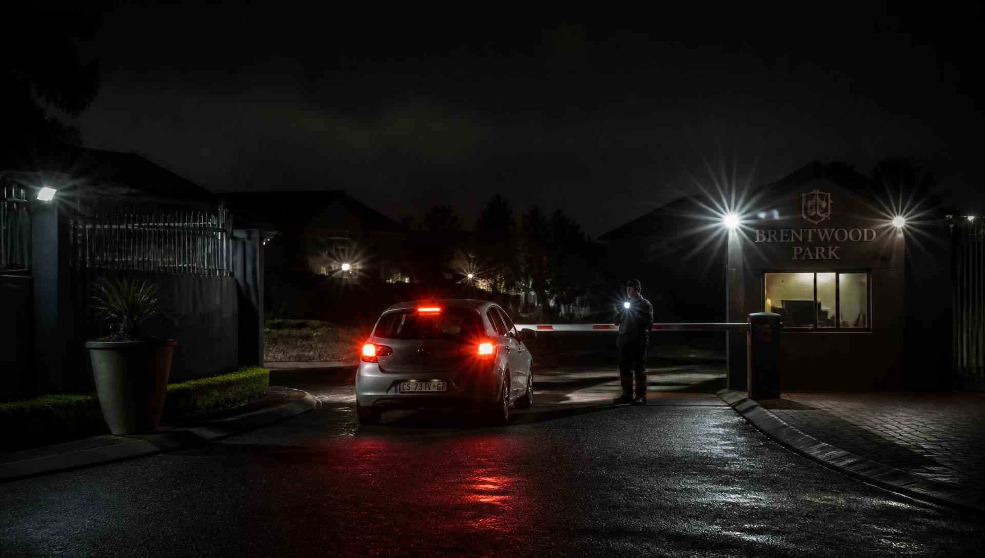 Night-time access control at a secured residential estate boom gate